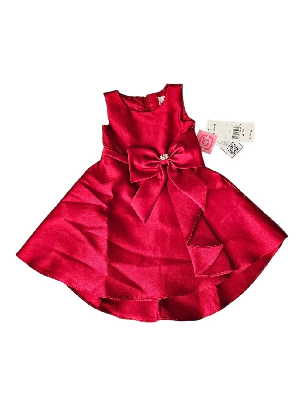 Rare Editions Red Bow Satin Holiday Dress